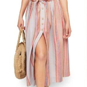 Free People stripped knee length skirt